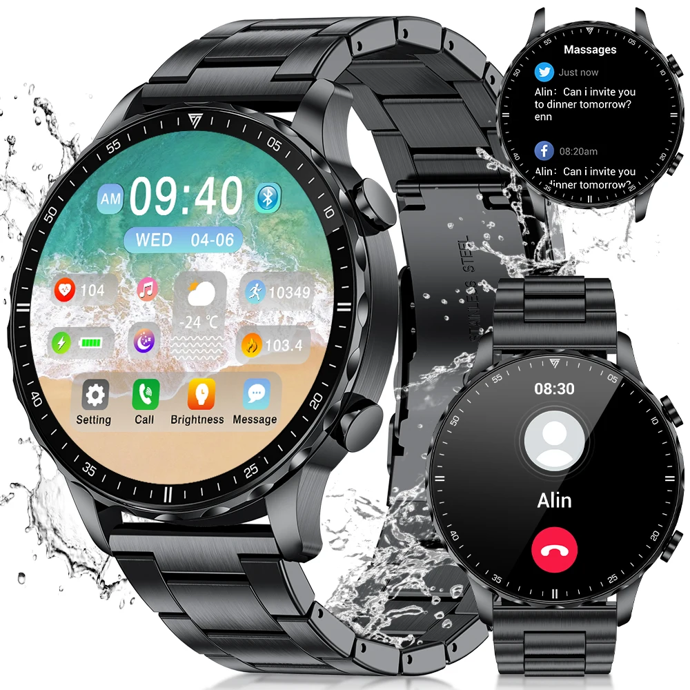 LIGE New Smart Watch 1.53'' 360*360 Full Touch Screen Outdoor Waterproof Bluetooth Call Watches Sports Fitness Man smart watches