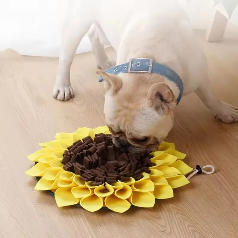 Alfombra de entrenamiento olfativo para mascotas, manta de olfateo para perros, almohadilla de girasol, juguete de rompecabezas para aliviar el estrés en perros, tapete de forrajeo nasal para mascotas