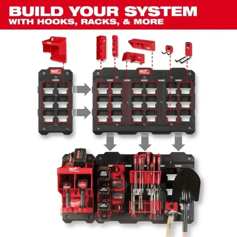 MILWAUKEE PACKOUT™ Compact Wall Plate Bearing Impact Resistance Polymer Multiple Rows Of Wall Panels Milwaukee Tool 48-22-8486