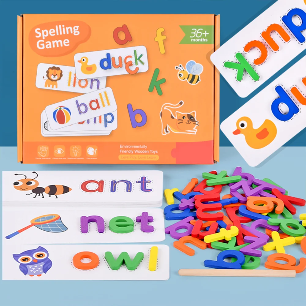 See And Spell Learning Toys for Kids Educational Montessori Words Spelling Puzzle Matching Letter Game Sensory Toys for Children