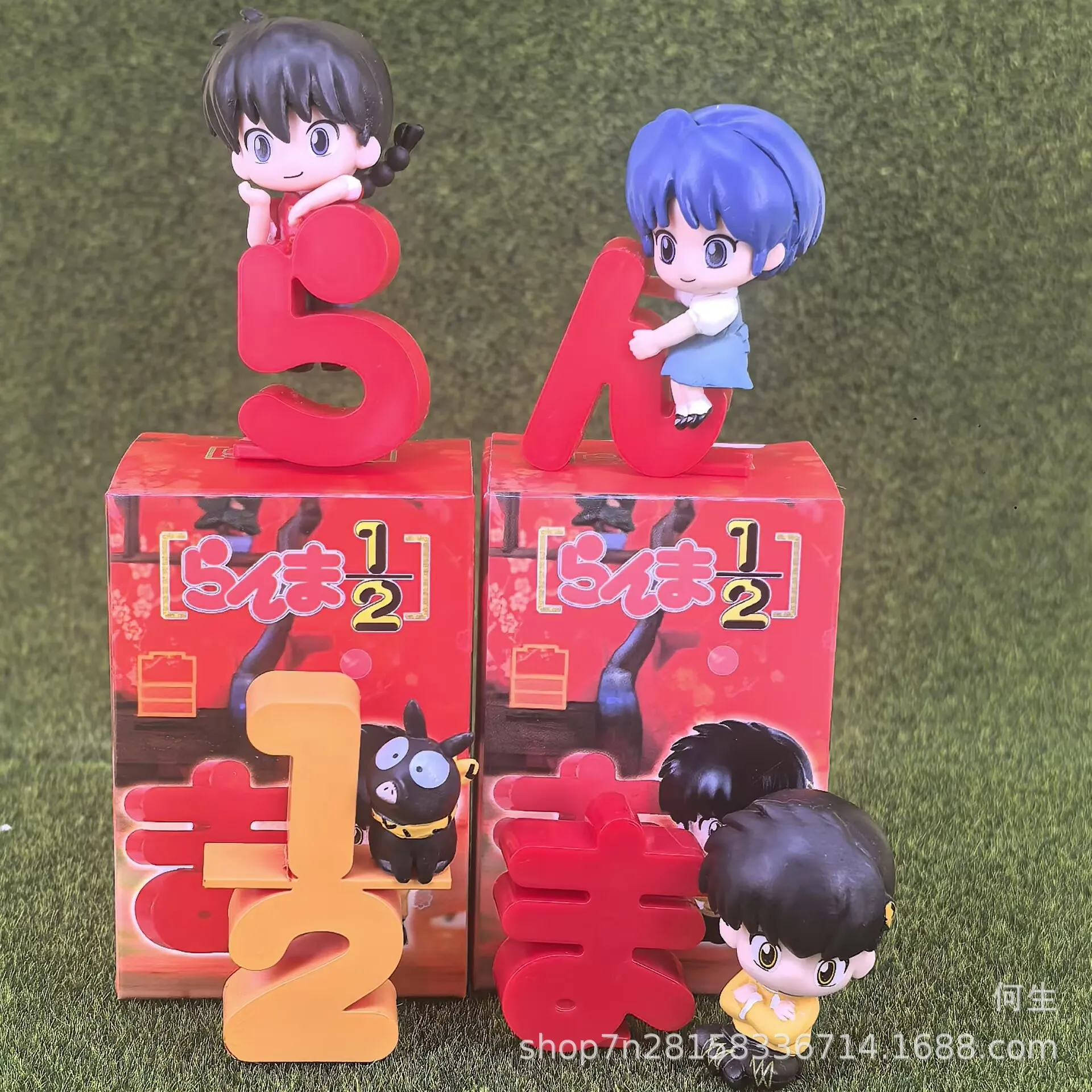 Figura de Anime Ranma 1/2, Versión Q, Linda Estatua de Personaje Chibi, Ranma, Akane, Ryoga, P-chan, Adorno Coleccionable para Escritorio, Regalos Decorativos