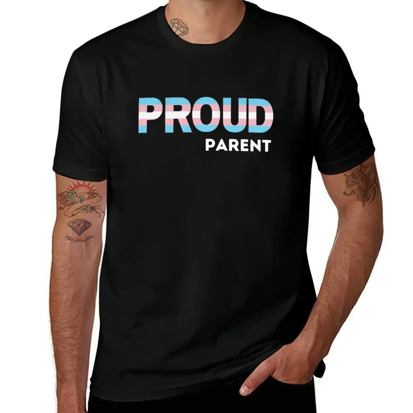 

Proud Parent Transgender Pride Graphic T-Shirt blacks funny shirt cotton Man t-shirt mens clothes