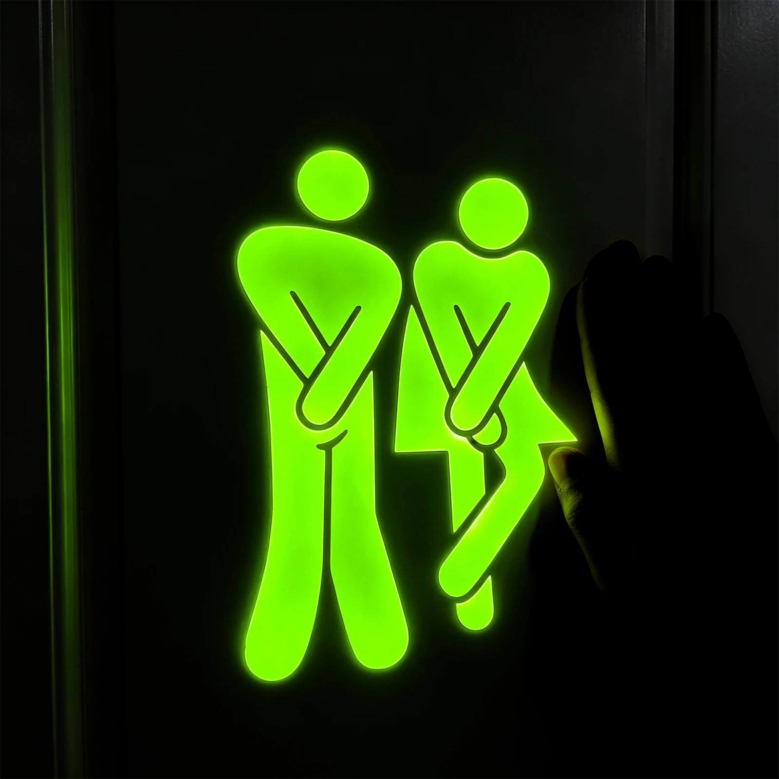 1 Piece 4.72*6.69in Luminous Toilet Sign Sticker, No Batteries Required, Suitable for Public Restrooms, Bars, Living Rooms, Outdoor Spaces, Toilet Stickers, Bar Signs, Luminous Effect, Easy to Install, Glowing Decals, Used for Facility Management and Classification