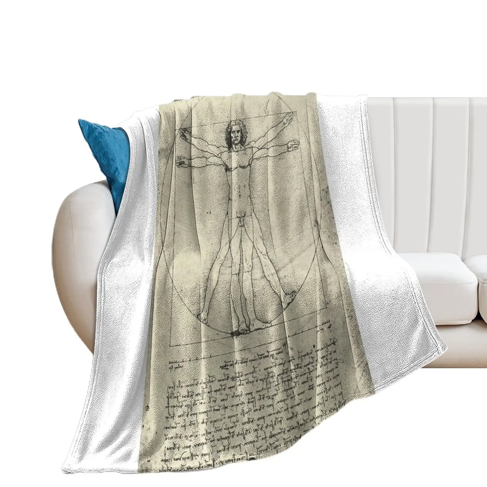 Vitruvian Man by Leonardo Da Vinci, Circa 1490 Throw Blanket For Sofa Thin anime Flannel Fabric Blankets