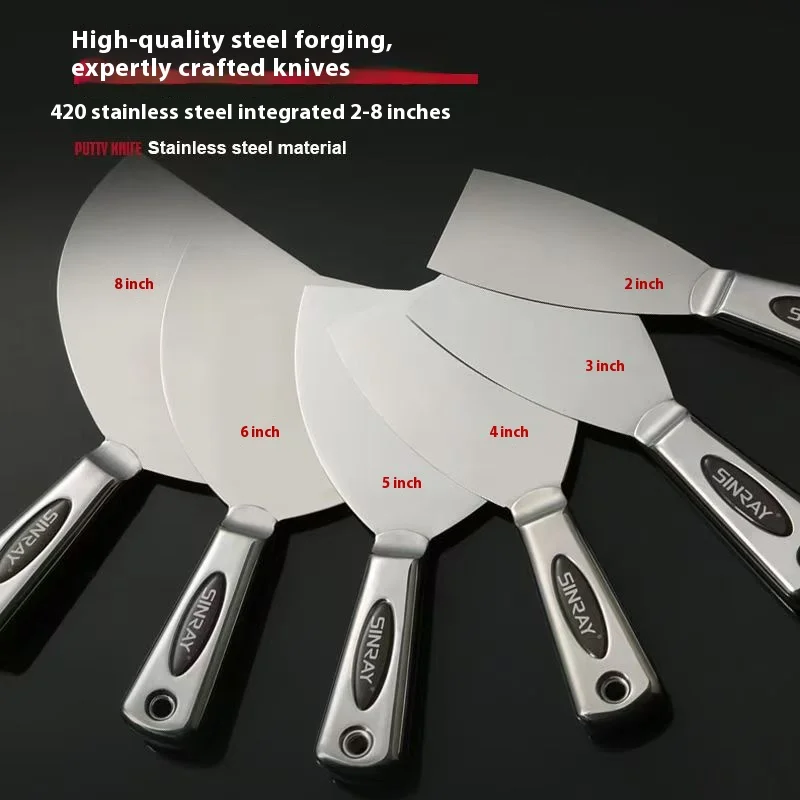 

Multi-functional integrated stainless steel putty knife, thickened decoration scraper, putty scraper, wall scraper tool