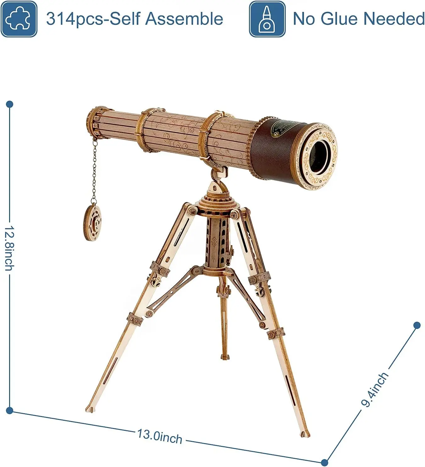 Robotime Monocular Telescope 3D Wooden Puzzle DIY Science Model Kits for Adults Teens Birthday Gifts