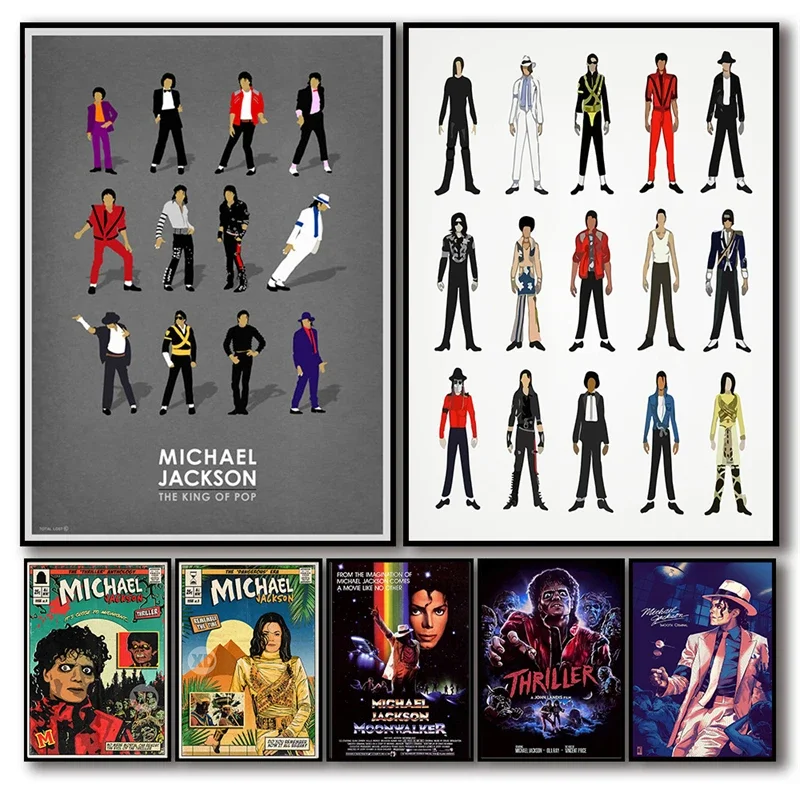 Michael Jackson Album Poster  Aesthetic Music Rock Thriller Comic Canvas Painting Wall Art Mural  Home  Room Decor