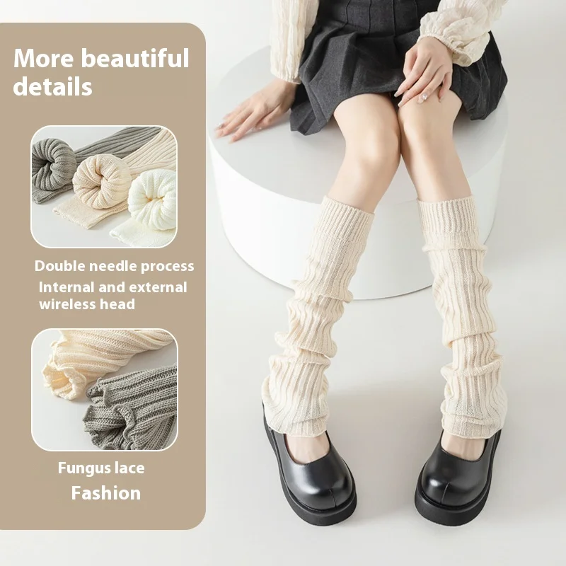 2025 الربيع لوليتا تدفئة الساق الجوارب الإناث محبوك الدافئة غطاء للقدم المرأة دفئا سيدة الخريف الكروشيه كومة كومة الجوارب الأصفاد التمهيد