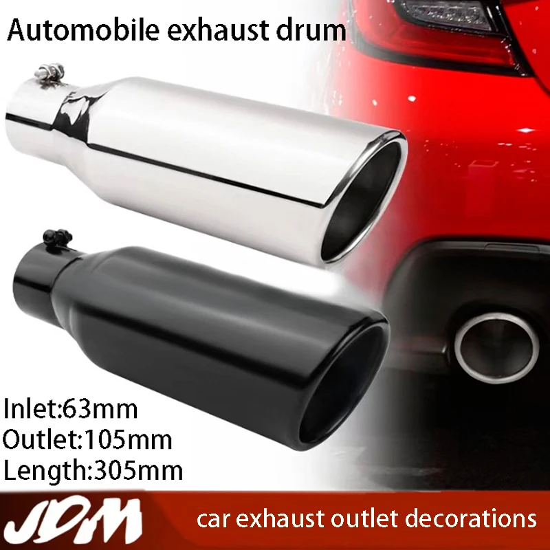 

63mm Car Straight Exhaust Tail Throat Pipe Universal stainless steel exhaust tailpipe for automobiles Decoration Exhaust Tips