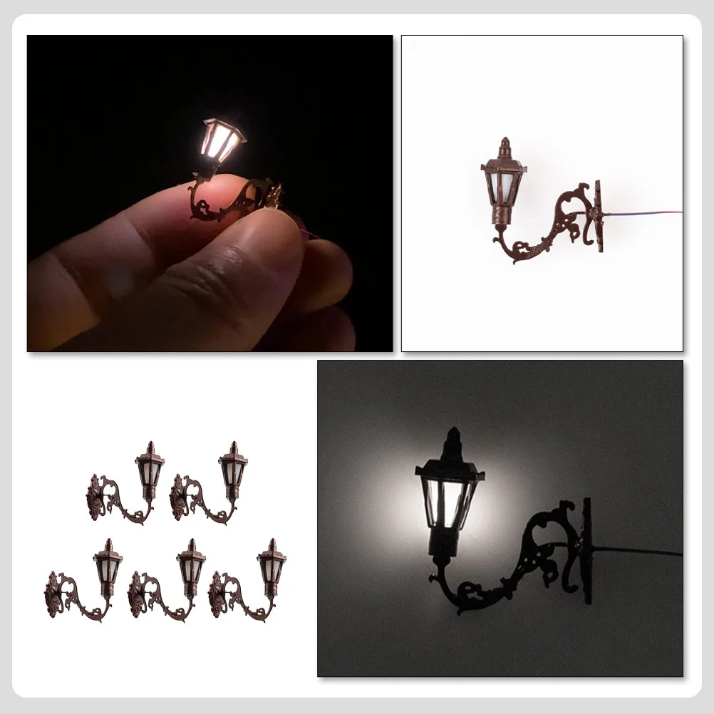 5 Pcs Micro Landscape Wall Light Sand Table Ornament Lighting Small Lamp Tiny Stainless Steel Plus Abs