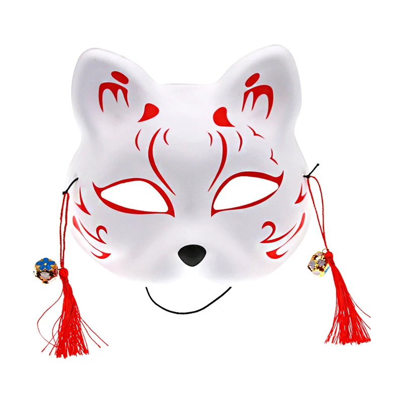 Anime Foxes Mask Japanese Cosplay Rave Hand-Painted Animal Half Face Cat Masks Halloween Dress Up Festival Prop