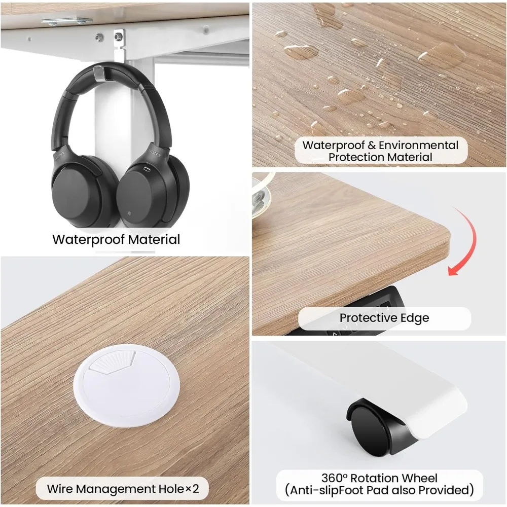 مكتب قائم كهربائي 70 × 27 بوصة ارتفاع قابل للتعديل الجلوس مكتب الوقوف للمنزل مكتب الكمبيوتر محطة العمل الذاكرة المسبقة مع