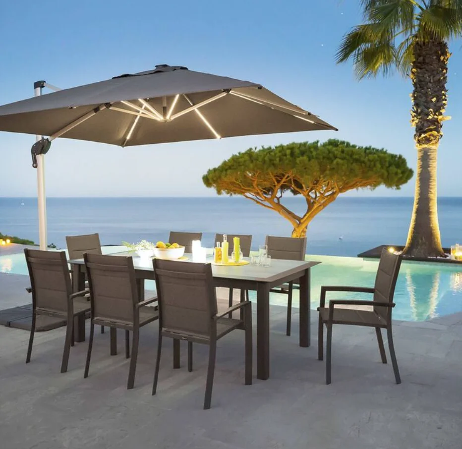 Parasol with LED light & square parasol & garden umbrella & beach patio & cantilever umbrella