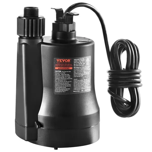 VEVOR Utility Pump, 1/3 HP, 2450 GPH High Flow, 30 ft Head, Sump Pump Submersible Water Pump Portable Utility Pump with 10 ft Lo