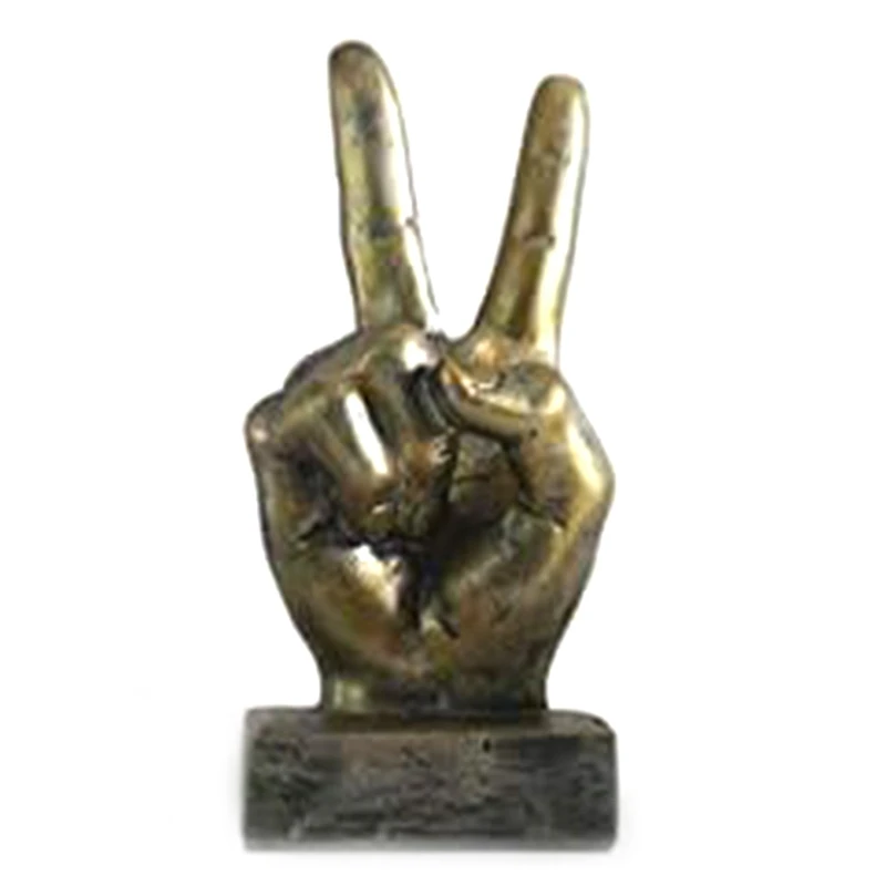 Hand Finger Gesture Desk Statues Fingers Sculpture Creatives Home Bedroom Cabinet Shelf Decoration 8 X 17Cm Durable