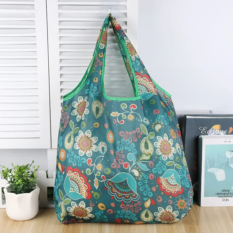 1PCS Printing Foldable Eco-Friendly Shopping Bag Tote Folding Pouch Handbags Convenient Large-capacity for Travel Grocery Bag