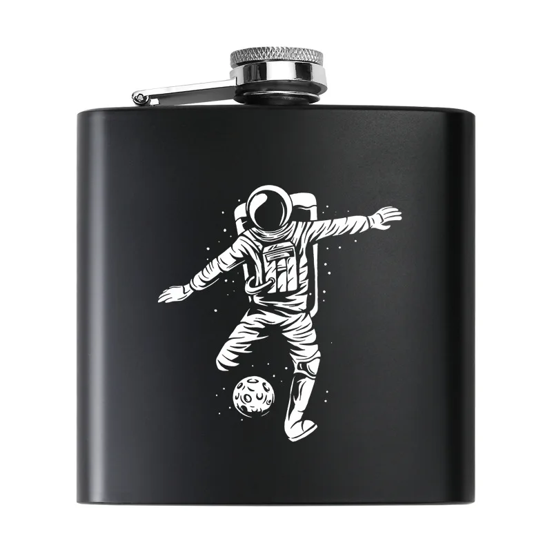 6oz Stainless Steel Outdoor Hip Flask Pocket Laser Print Hip Flask Portable Wine Whiskey Jug Bottle