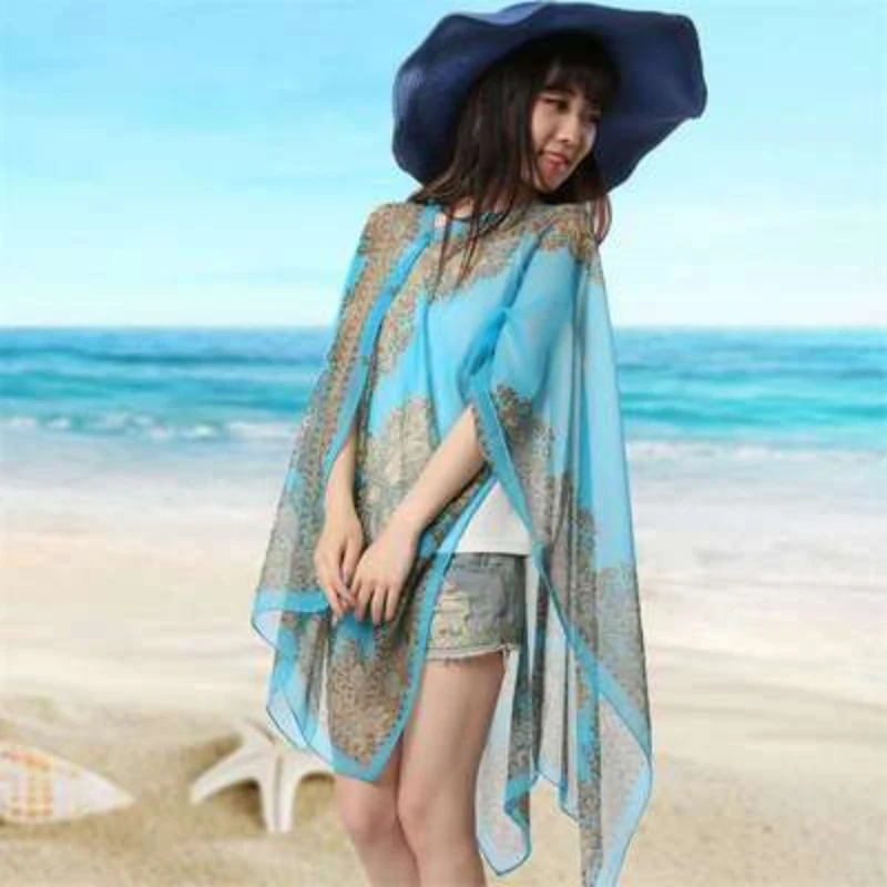 Large scarf and sunscreen shawl Summer Chiffon Muffler Scarf Women Outdoor Sunscreen Shawl Wrap Soft Bandanna Foulard Female bea