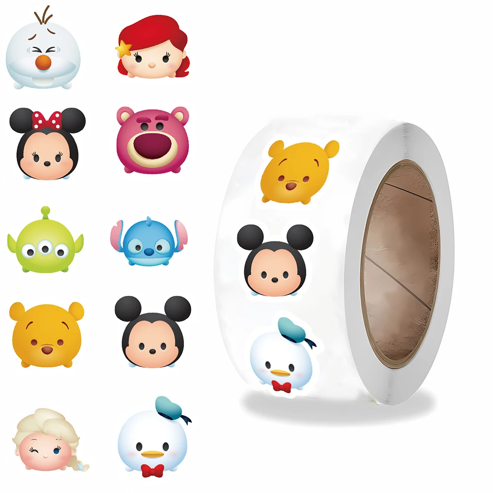 500PCS Disney Pine shaped Alien Roll Sticker Disney Motorcycle Cool Luggage Coffee Retro Phone Living Waterproof Cool Decals