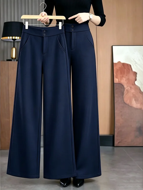 2026 New Autumn Winter Universal Wide Leg Pants Loose Casual Micro Flared Straight Leg Pants plus Size Women Thickened