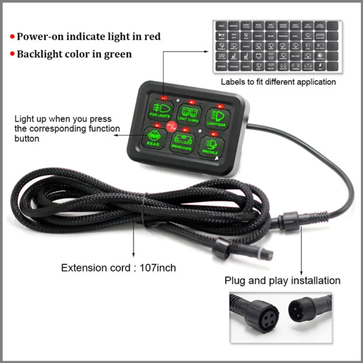 

Integrated Panel Relay System Control Box 6-bit Touch Off-road Vehicle Modified Switch Control Box