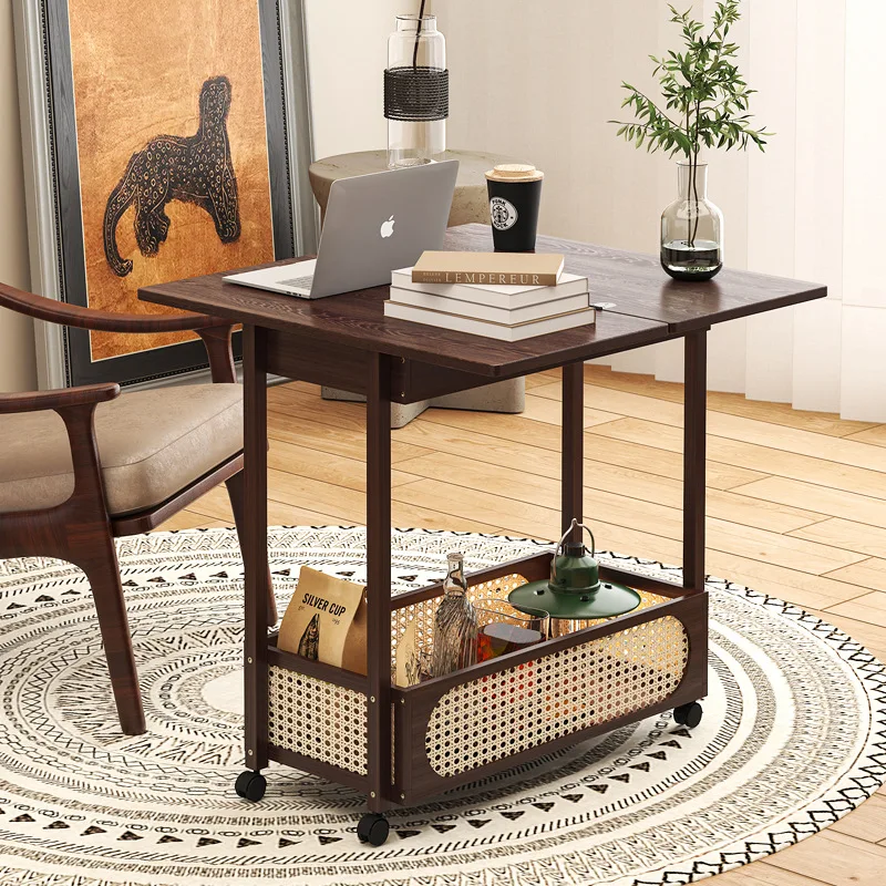 

wheels movable multi-functional folding coffee table living room sofa side few solid wood tea table multi-purpose folding table