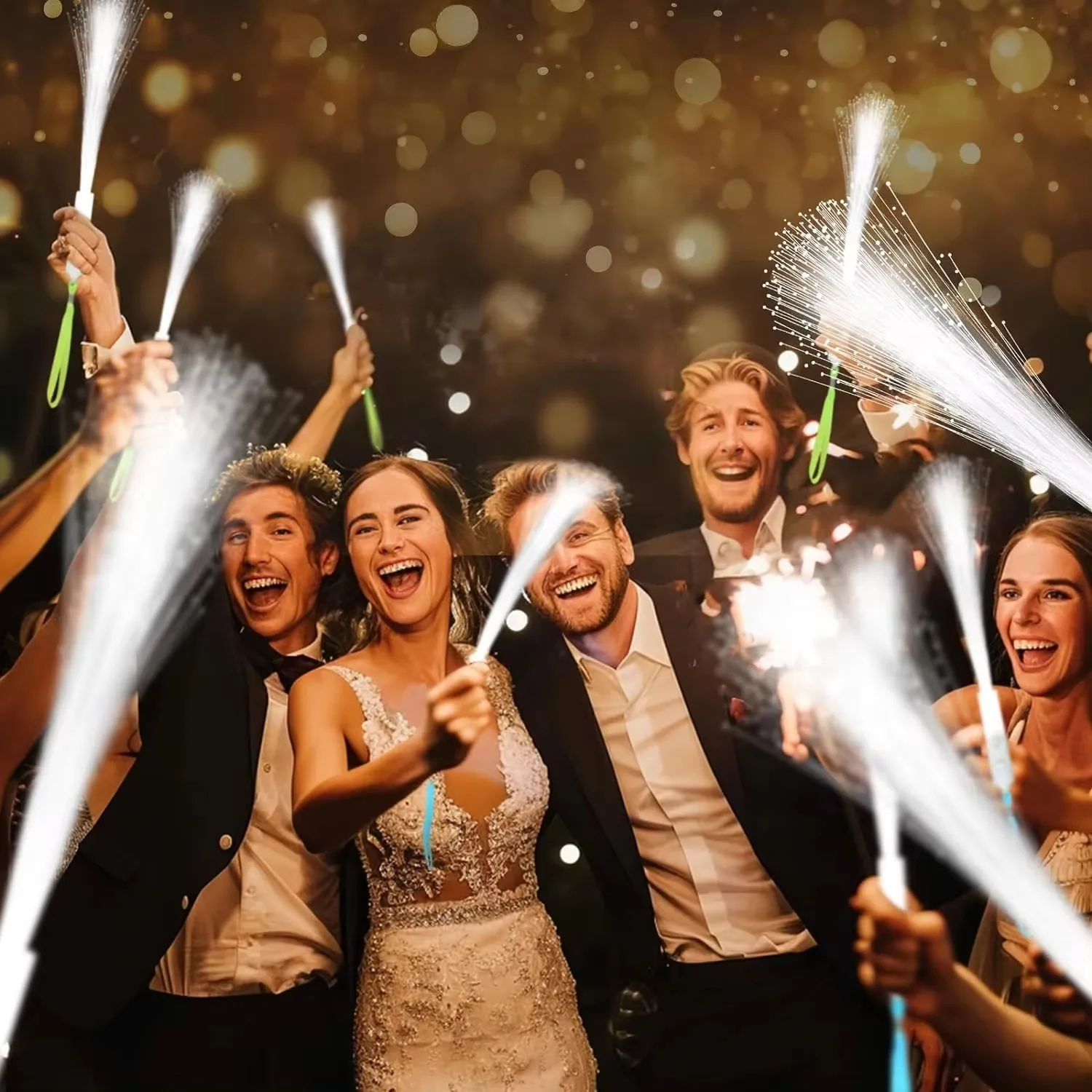 Long White Fiber Optic Stick 3 Mode Wedding Sparkler LED Light Up Wand Glow Party Supply Wedding Favor Bridal Shower 24/48/72Pcs
