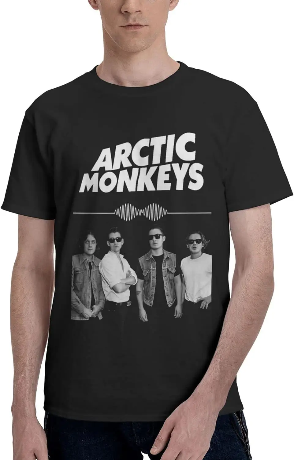 Arctic Music and Monkeys Band Men's T Shirt Cotton Graphic Short Sleeve Clothing Black Medium