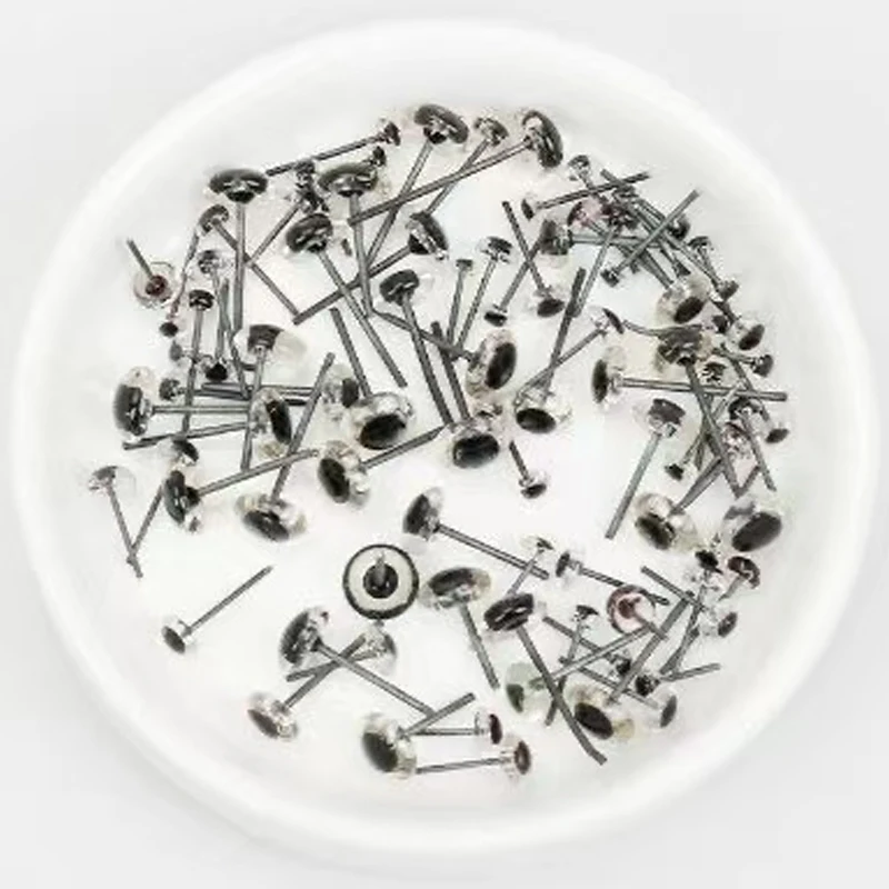 100pcs 3-12mm Clear Glass Eyes On Wire Toy Teddy Eyes Puppets Doll