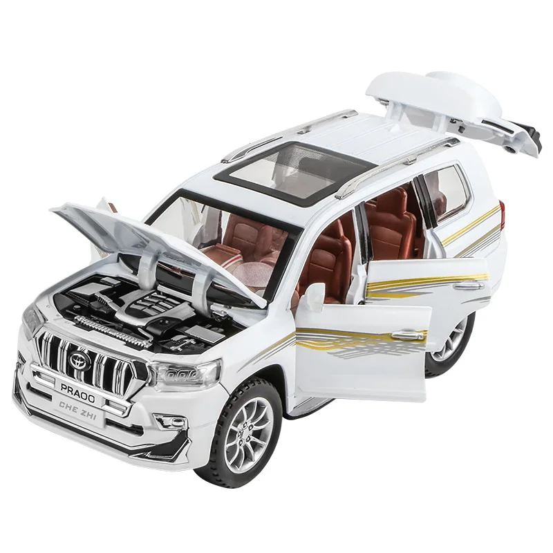 1:24 Large Size Prado Sport SUV Alloy Diecast Car Model with Pull Back Sound Light Boy Girl Gifts Collection