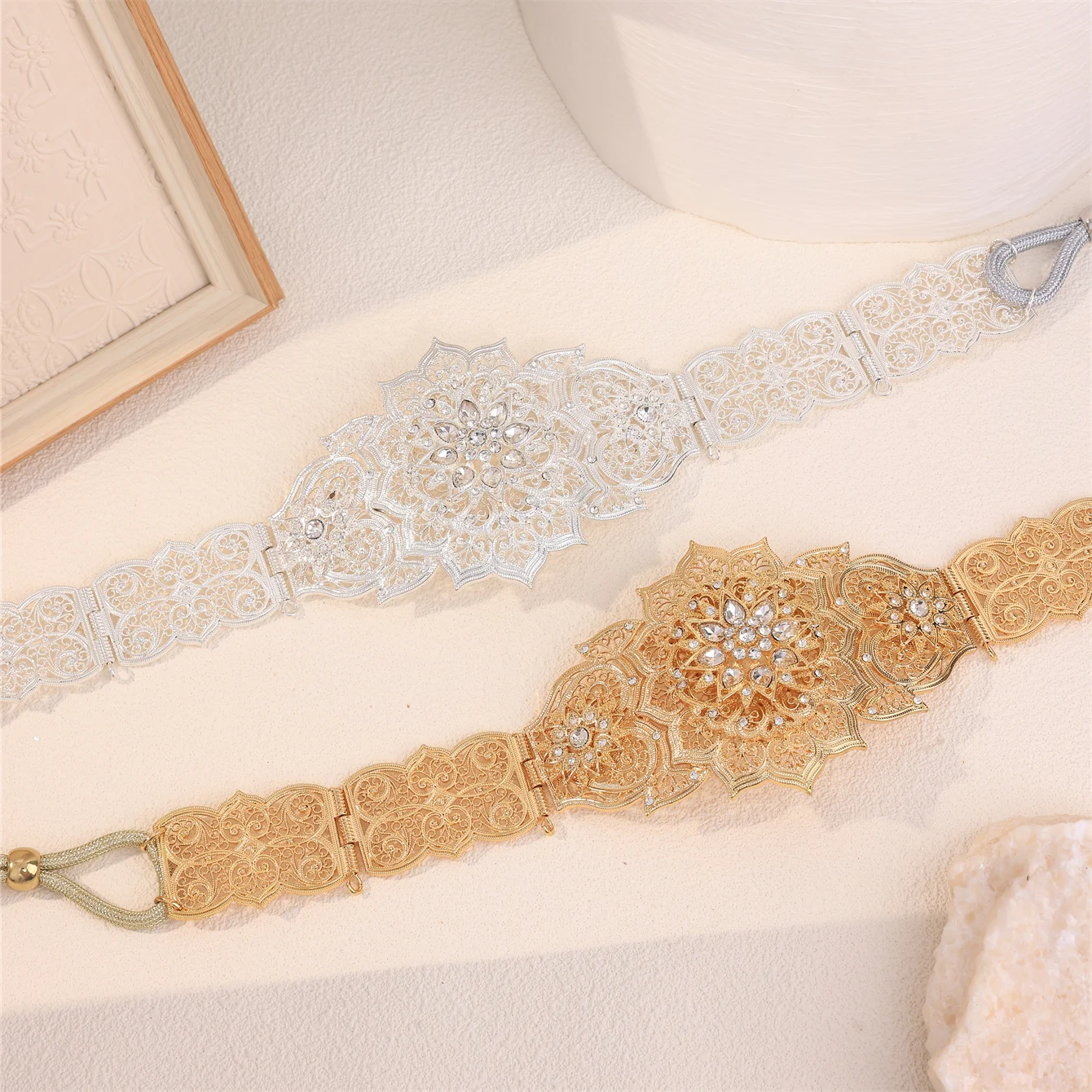 

Women's fashionable belt adjustable size luxury vintage style perfect for Middle Eastern brides or weddings an ideal