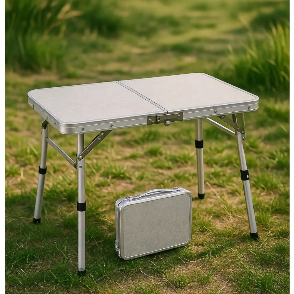 

Compact Foldable Camping Table Adjustable Height Lightweight Aluminum Portable Indoor Outdoor Picnic Dining