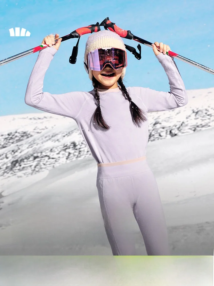 

Детский спортивный комплект термобелья Banana Leaf для осени и зимы, влагоотводящий, быстросохнущий, для катания на лыжах, детский быстросохнущий комплект Cl...