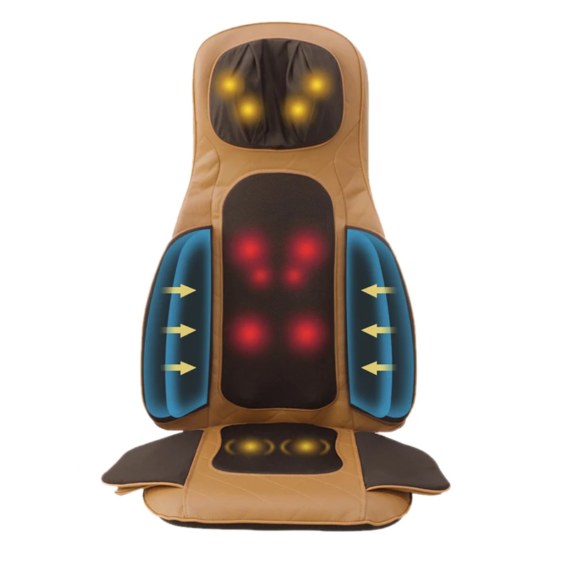 3 Intensity Shiatsu Neck Shoulder Back Massager Body Vibration Massage Cushion AIrbag Waist With Heating Remote Controller