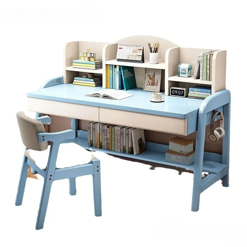 Desk, children's desk, junior high school and primary school students, household solid wood liftable, writing and chair set