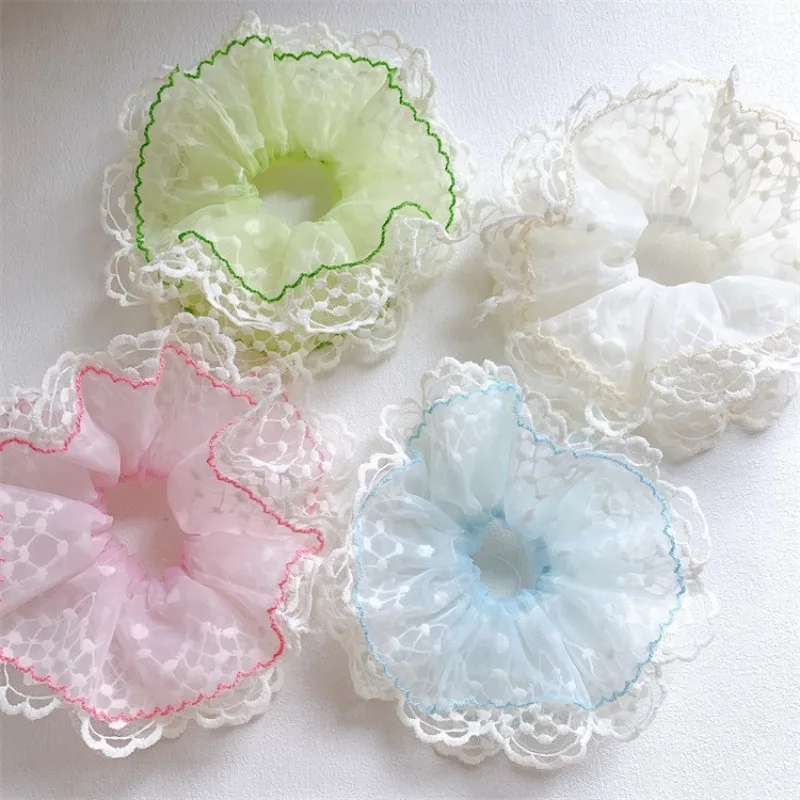 

Милые сетчатые кружевные резинки для волос в корейском стиле, четырехслойные, эластичные, мягкие, нескользящие, для девочек, повседневные аксессуары для причесок