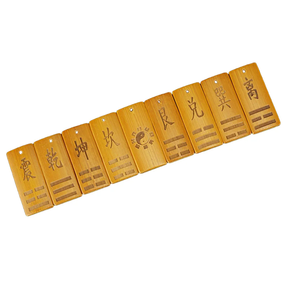 9 Pcs Gift Ching Bagua Learning Tools Tai Divination Feng Shui Calculation Bamboo Tube 9pcs Office Chinese Cards Wooden