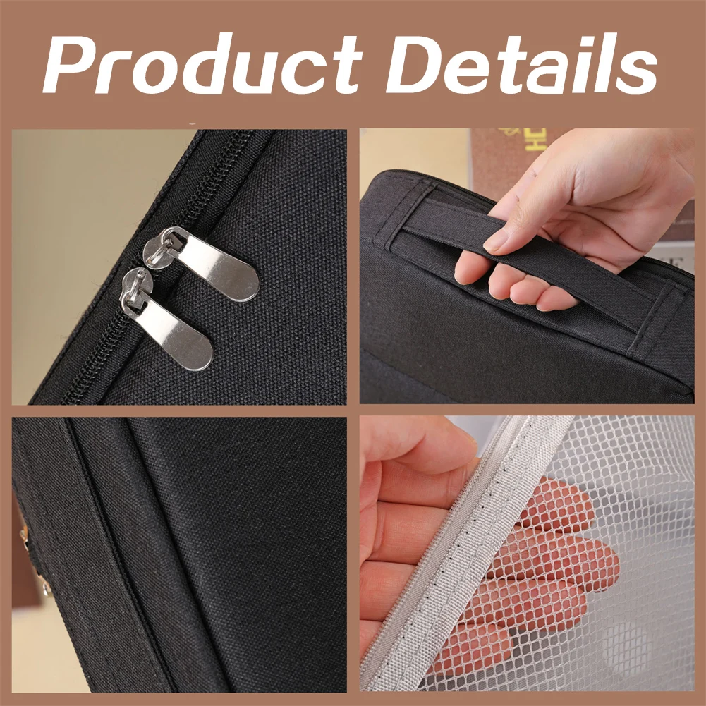 Portable Vertical Cosmetic Bag Double Opening Large Capacity Storage Bag Multi-Purpose Oxford Makeup Pouch with Compartments