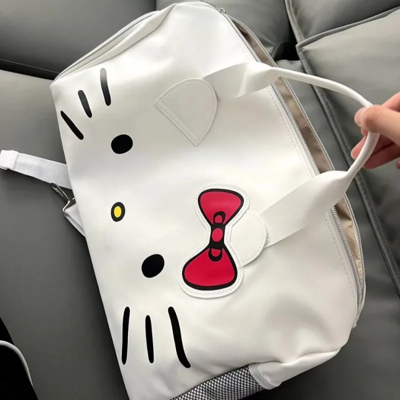 Xiuya Hello Kitty Shoulder Bag for Women Cartoon Cute Fashion Large Capacity Tote Bag Travel Vintage Kawaii Pu Leather Handbag image 5