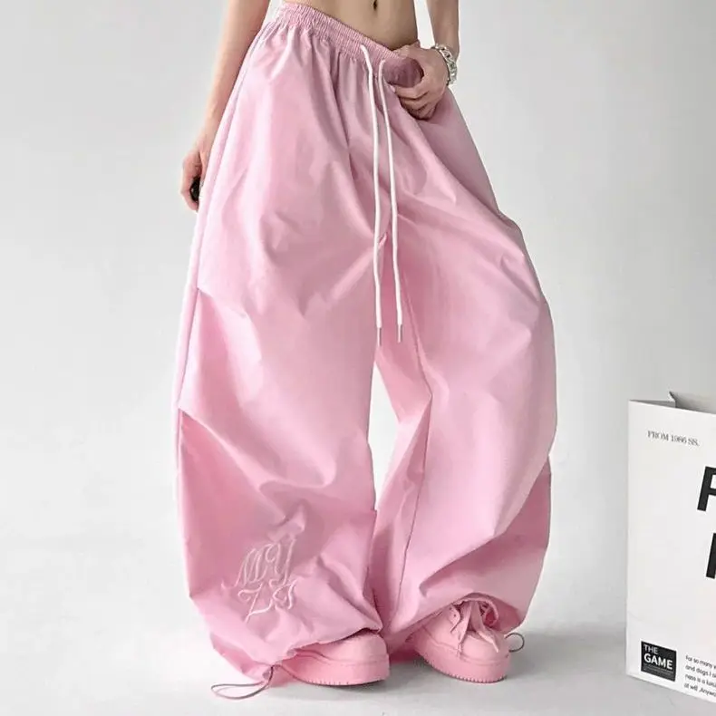 

Pink Dancing Versatile Wide Wide Leg Pants Women's 2026 New Jazz Skinny Pleated Casual Paratrooper Pants