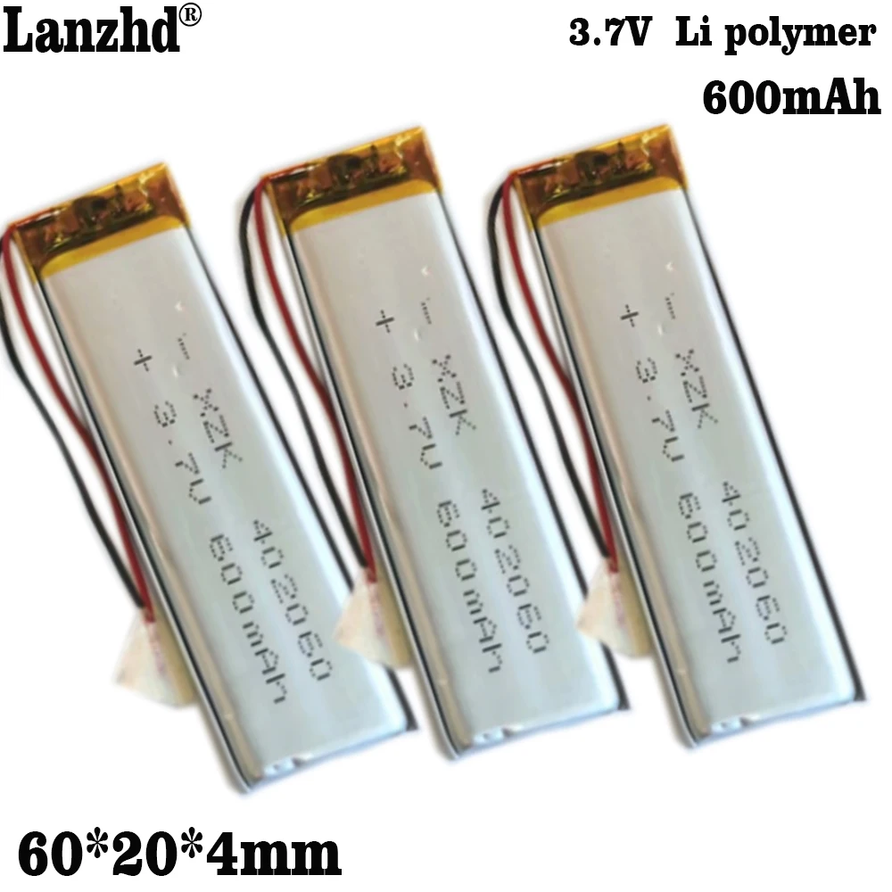 1-12 sztuk 402060 3.7V 600mAh litowo-polimerowa bateria bateria litowo-jonowa dla rejestrator dźwięku przyrząd kosmetyczny laserowa drukarka kodów