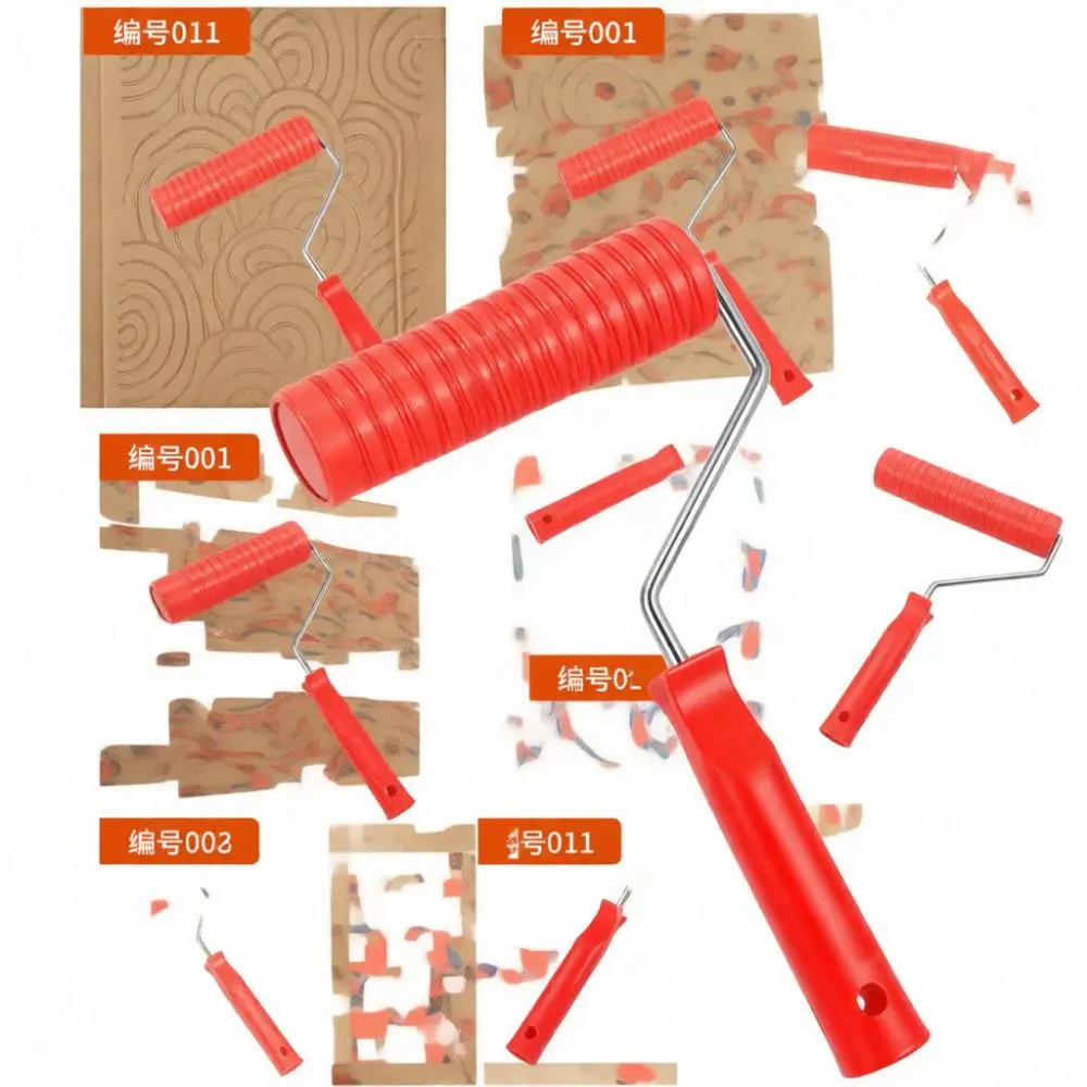Rubber Wood Pattern Embossing Roller Decorative Paint Applicator For Wall Home Improvement DIY Craft Texture Tooling