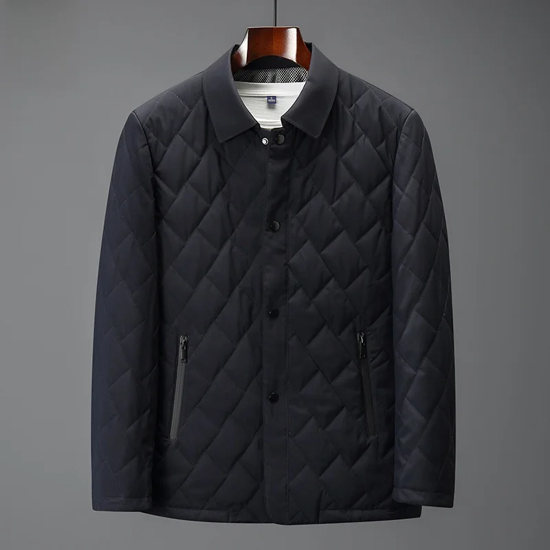 

Lightweight Paul Men's Cotton Jaet Young Sle Diamond Pattern Baseball Collar Zipper Closure Busin Casual Outerwear