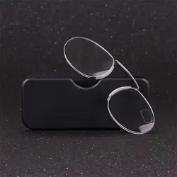 Legless Clamp nose reading glasses for both men and women portable sticky phone to send ultra-thin glasses case +1.00 +3.00