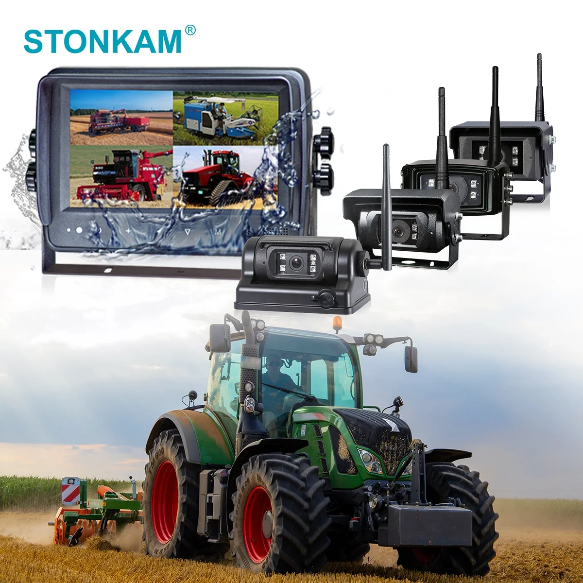 STONKAM 24V hd wireless reverse camera for Trailer car reversing vehicle security camera system with screen for RV Heavy Truck