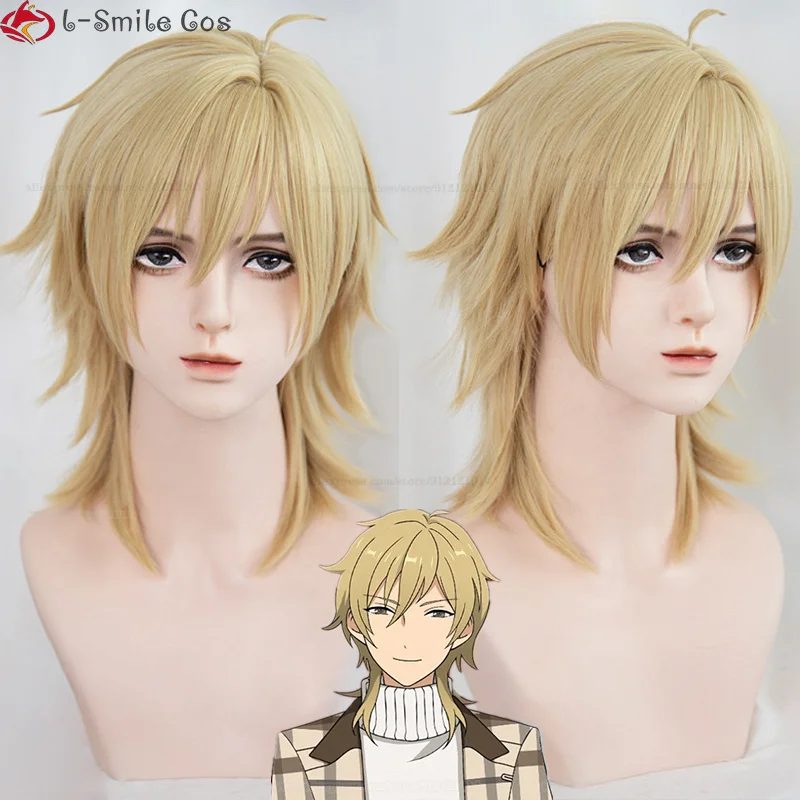 Game ES Hakaze Kaoru Cosplay Wig Short Flax Yellow Hakaze Kaoru Wigs Heat Resistant Synthetic Hair + Wig Cap