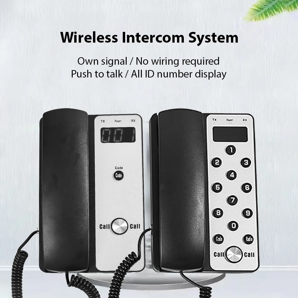 HT12 Wireless Intercom System Office Intercom Machine with LCD Screen 433MHz 3280ft Range Adjustable Volume Telephone Intercom