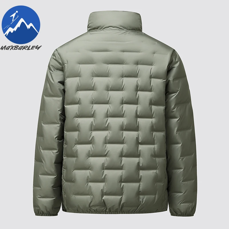 Maxbarley Luxury Men Short Down Jacket Business Casual Ultra Light Puffer Coat Stand Collar Outdoor Travel Windproof Winter Coat