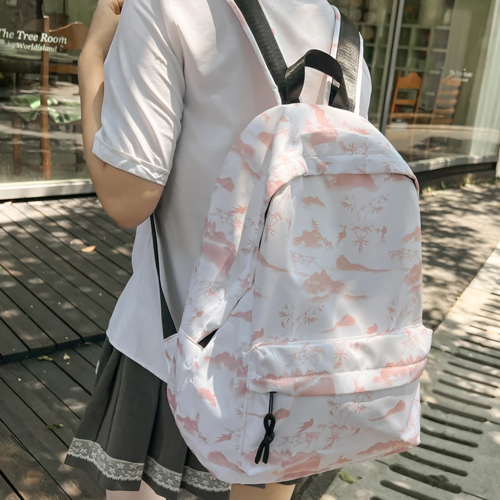 Tie-Dye Backpack in Chinese Style, Couple Style, Niche Design, High Aesthetic Value Backpack, Large Capacity Trendy Brand Backpack