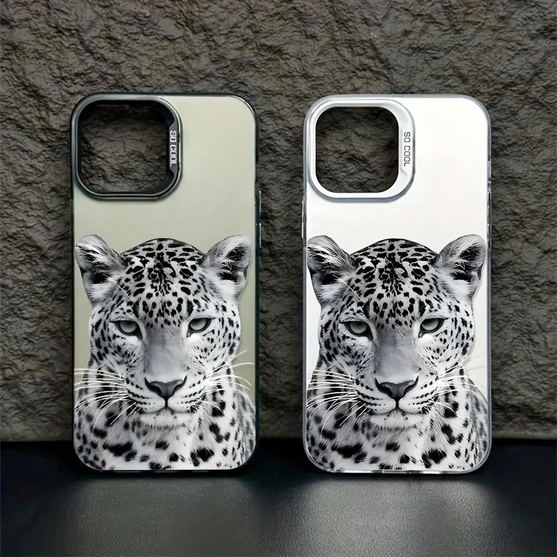 

Grey Leopard Design phone case for iPhone 17 16 15 14 13 12 11 Pro/ Max/Plus shock-proof rear cover anti-fingerprint